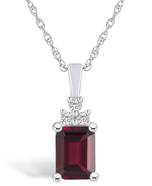 Macy's garnet (2 Ct. T.W.) and Diamond (1/10 Ct. T.W.) Pendant Necklace in 14K White Gold