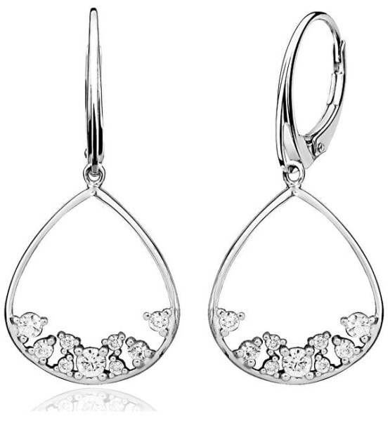 Stunning silver earrings with crystals E0001316