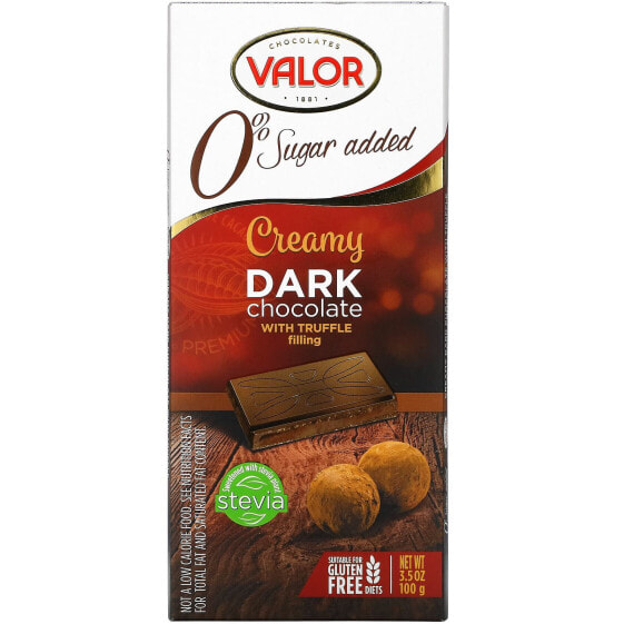 0% Sugar Added, Creamy Dark Chocolate with Truffle Cream Filling, 52% Cacao, 3.5 oz (100 g)