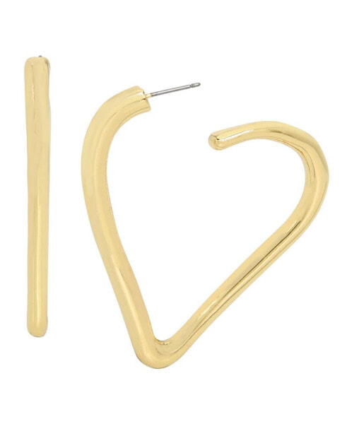 Gold-Tone Heart Hoop Earrings