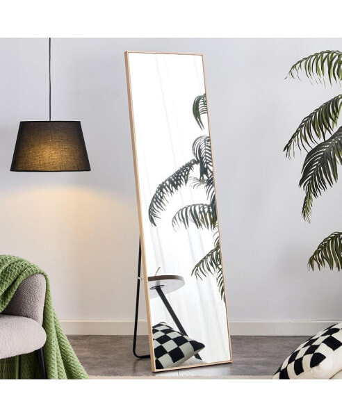 Thepackaging upgrade includes a light oak solid wood frame full length mirror, dressing mirror, bedroom entrance, decorative mirror, clothing store, and floor mounted mirror. 60" 17.3"