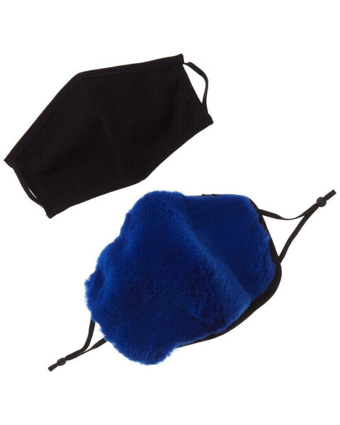 Adrienne Landau 2Pc Face Warmer & Cloth Face Mask Set Women's Blue