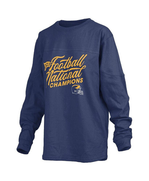 Women's Navy Michigan Wolverines College Football Playoff 2023 National Champions The Big Shirt Oversized Long Sleeve T-shirt