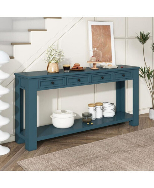 Console Table/Sofa Table With Storage Drawers And Bottom Shelf For Entryway Hallway