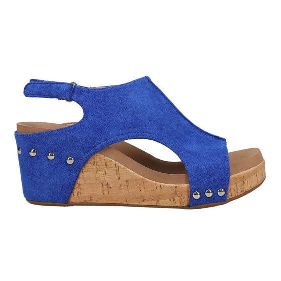 Corkys Carley Studded Wedge Womens Blue Casual Sandals 30-5316-ELBL