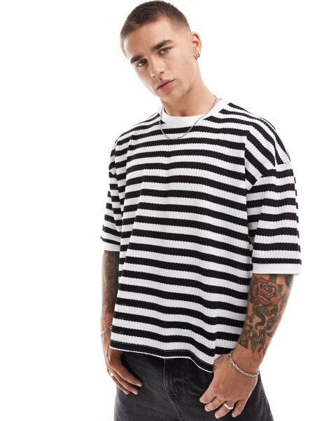 ASOS DESIGN boxy oversized t-shirt in textured stripe