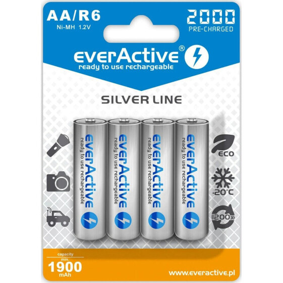 Аккумуляторные батарейки EverActive EVHRL6-2000 AA LR6 1,2 V 3.7 V