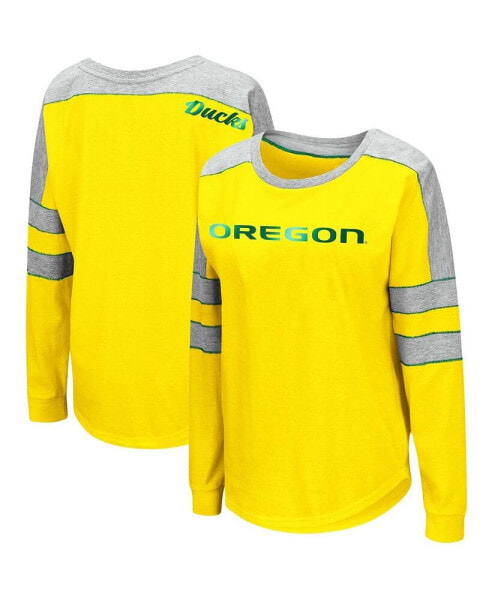 Women's Yellow Oregon Ducks Trey Dolman Long Sleeve T-shirt
