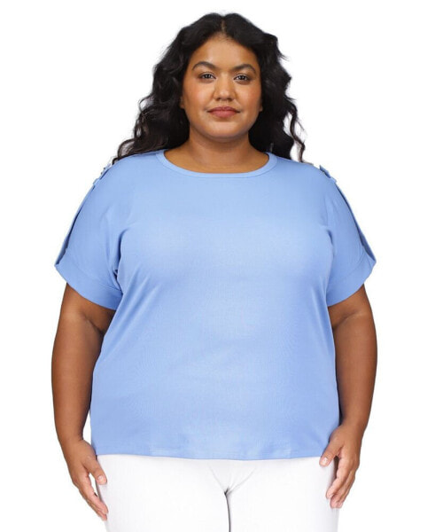 Plus Size Snap Epaulette Tee