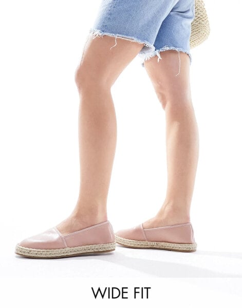 ASOS DESIGN Wide Fit Joey closed toe espadrilles in pale pink