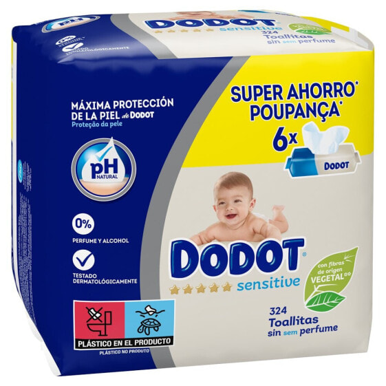 DODOT Sensitive Wipes 324 Units 5+1Pk 54