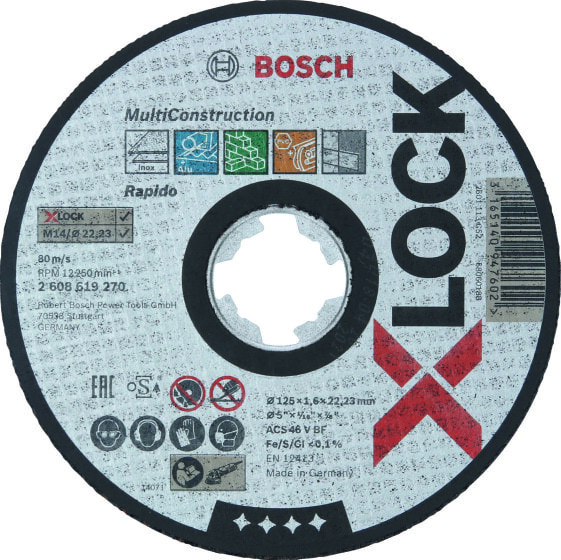 Bosch X-LOCK Multi Material 125 x 1,6 x 22,23 Trennscheibe gerade ACS 46 V BF, 125 mm, 1,6 mm