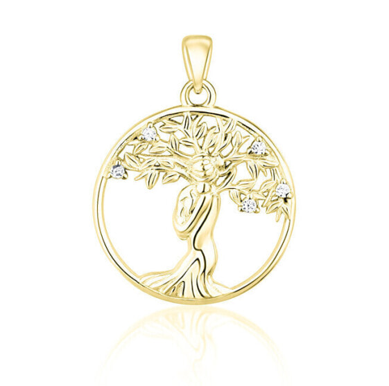 Gold-plated Tree of Life pendant with clear zircons SVLP0976XH2GO00