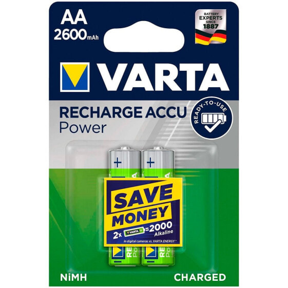 VARTA 1x2 Rechargeable AA NiMH 2600mAh Mignon Batteries