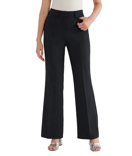 Scoop Women's High Waisted Bootcut Trouser Suit Pants Black Relaxed Size 6