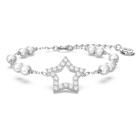 Swarovski Damen Armband Stella Kristallperlen, Kristalle Stern Weiß Silberfarbe M 5645385