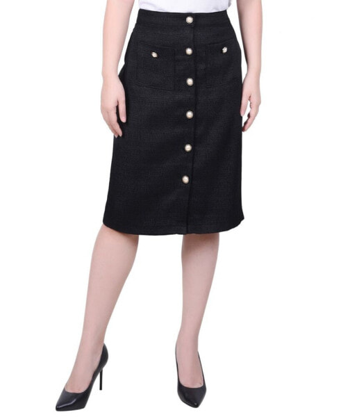 Petite Slim Tweed Double Knit Pencil Skirt with Pockets