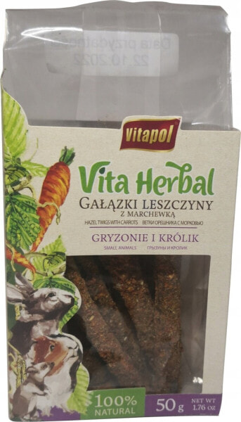 Vitapol Vita Herbal dla gryzoni i królika, gałązki leszczyny z marchewką, 50 g