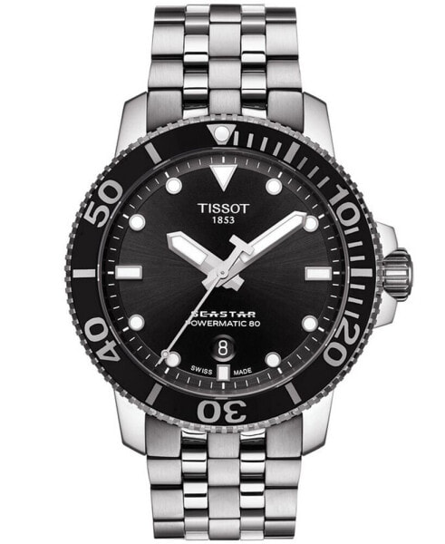 Men's Swiss Automatic T-Sport Seastar 1000 Gray Stainless Steel Bracelet Diver Watch 43mm