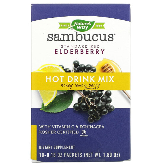 Sambucus®, Hot Drink Mix, Standardized Elderberry, Honey Lemon-Berry, 10 Packets, 0.18 oz Each