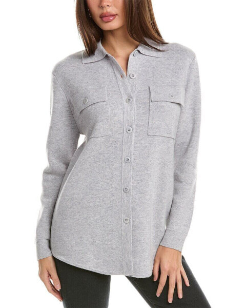 Forte Cashmere Doubleknit Cashmere Shacket Women's Silver S