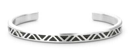 Bangle Brushed Black Triangle Solid Open Steel Bracelet RR-MB007-S