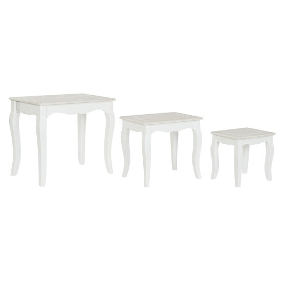 Набор из трех столиков DKD Home Decor Белый Светло-коричневый 53 x 35 x 47 cm