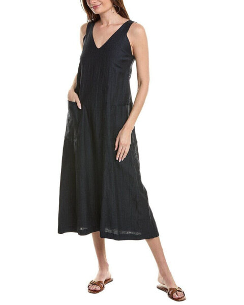 Alpha Studio Long Linen-Blend Maxi Dress Women's Blue 44