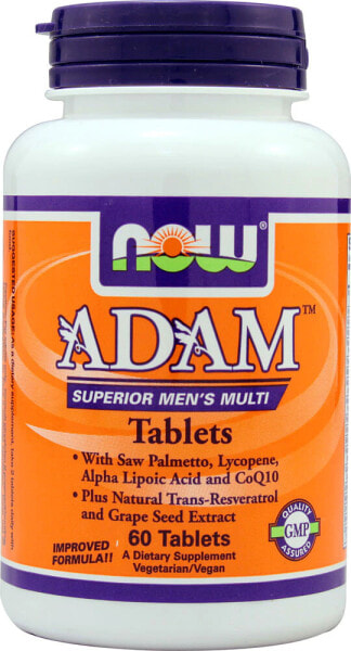 NOW Foods Adam Superior Men's Multi Мужской мультивитаминный комплекс с экстрактом пальметты, ликопином, альфа-липоевой кислотой и коэнзимом Q10 60 таблеток