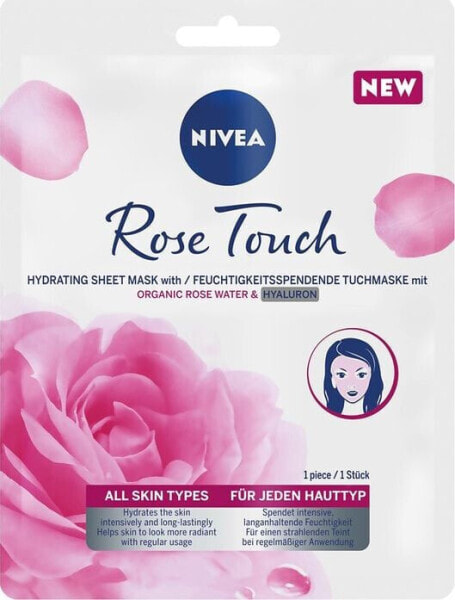 Nivea Rose Touch intensywnie nawilżająca maska z organiczną wodą różaną i kwasem hialuronowym