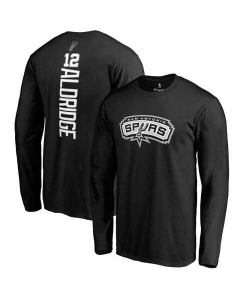 Men's LaMarcus Aldridge Black San Antonio Spurs Backer Name and Number Long Sleeve T-shirt