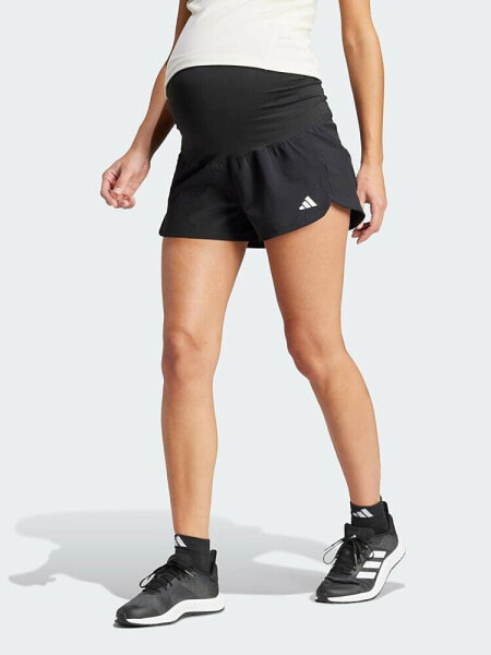 adidas Pacer Woven Stretch Training Maternity Shorts in Black