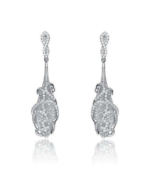 Cubic Zirconias Infinity Post and Filigree Drop Earrings