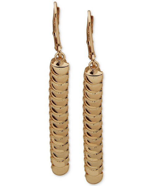 Gold-Tone Disc Bar Linear Drop Earrings