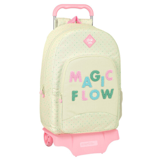 Школьный рюкзак с колесиками Glow Lab Magic flow Бежевый 30 x 46 x 14 cm