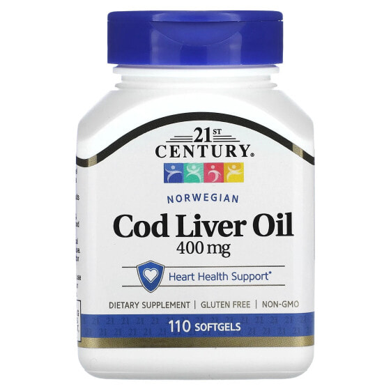 Рыбий жир Norwegian Cod Liver Oil 400 мг 110 капсул (мягких) 21st Century