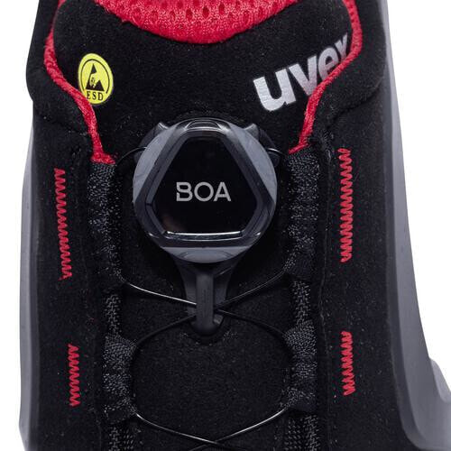 Ботинки безопасности для женщин Uvex 65672 - черный - красный - ESD - S3 - SRC - на шнуровке