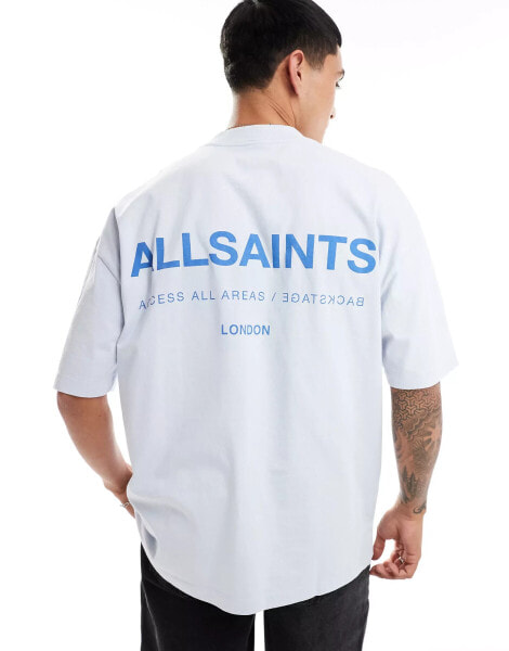 AllSaints Access Underground oversized t-shirt in light blue