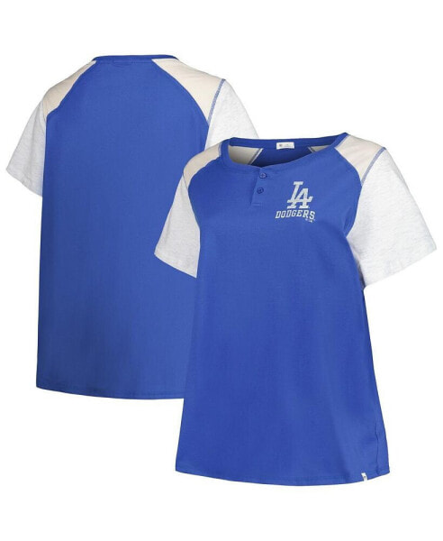 Women's Royal/Gray Los Angeles Dodgers Plus Size Henley T-Shirt