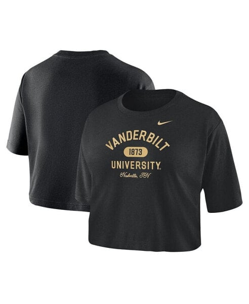 Women's Black Vanderbilt Commodores Cropped T-Shirt