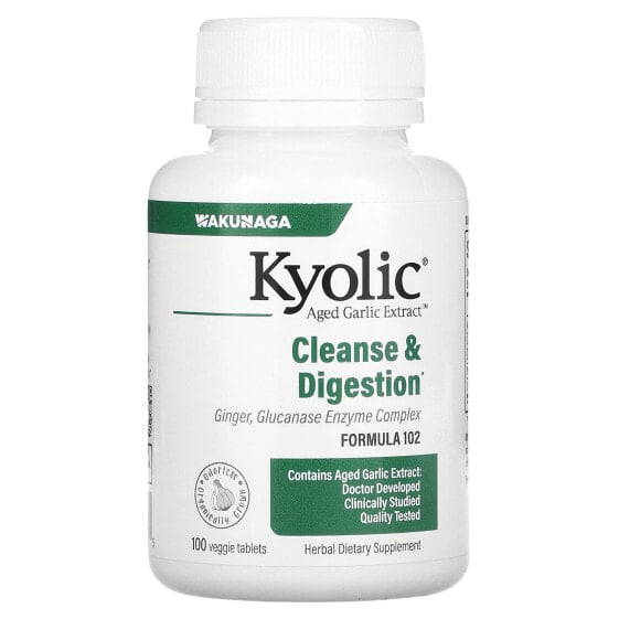 Витамины для Женского Здоровья Kyolic Aged Garlic Extract, Cleanse & Digestion, Formula 102, 100 Veggie Tablets