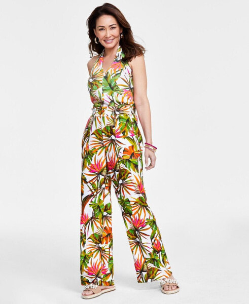 Women's High-Rise Tropical-Print Pants, Created for Macy's