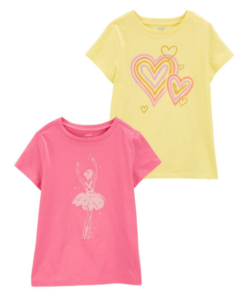 Футболки с графикой Carter's Kid 2-Pack Heart & Ballerina