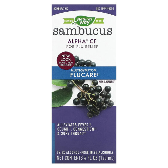 Sambucus®, Alpha® CF Flu Relief Syrup, Ages 6+, Elderberry, 4 fl oz (120 ml)