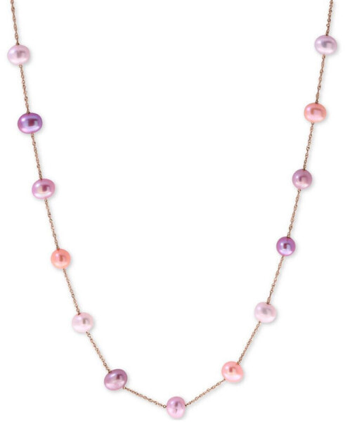 EFFY® Multicolor Cultured Freshwater Pearl (5-1/2mm) 18" Collar Necklace in 14k Rose Gold