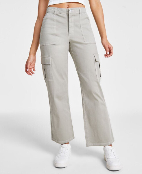 Juniors' Wide-Leg Comfort Fit Cargo Utility Pants