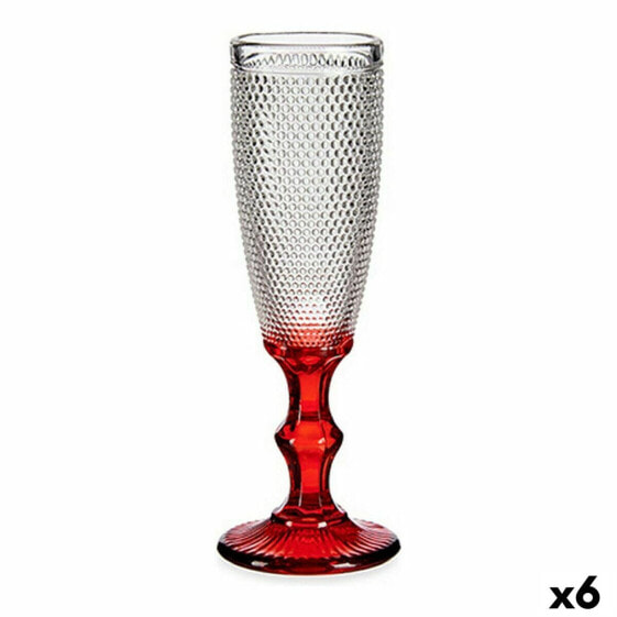 Бокал для шампанского Красный Прозрачный Очки Cтекло 6 штук (180 ml)