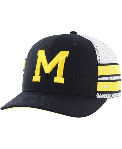 Men's Navy Distressed Michigan Wolverines Straight Eight Adjustable Trucker Hat