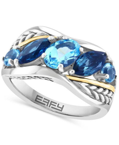 EFFY® Blue Topaz (3 ct. t.w.) Ring in Sterling Silver & 18k Gold-Plate