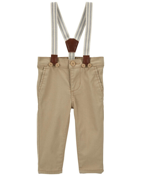 Baby Twill Suspender Pants 12M